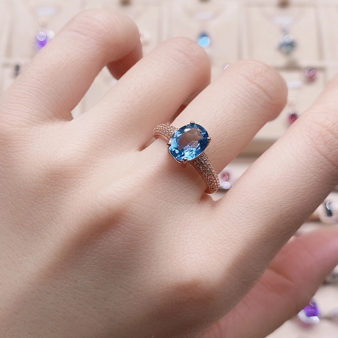 银S925镶嵌托帕石戒指戒指