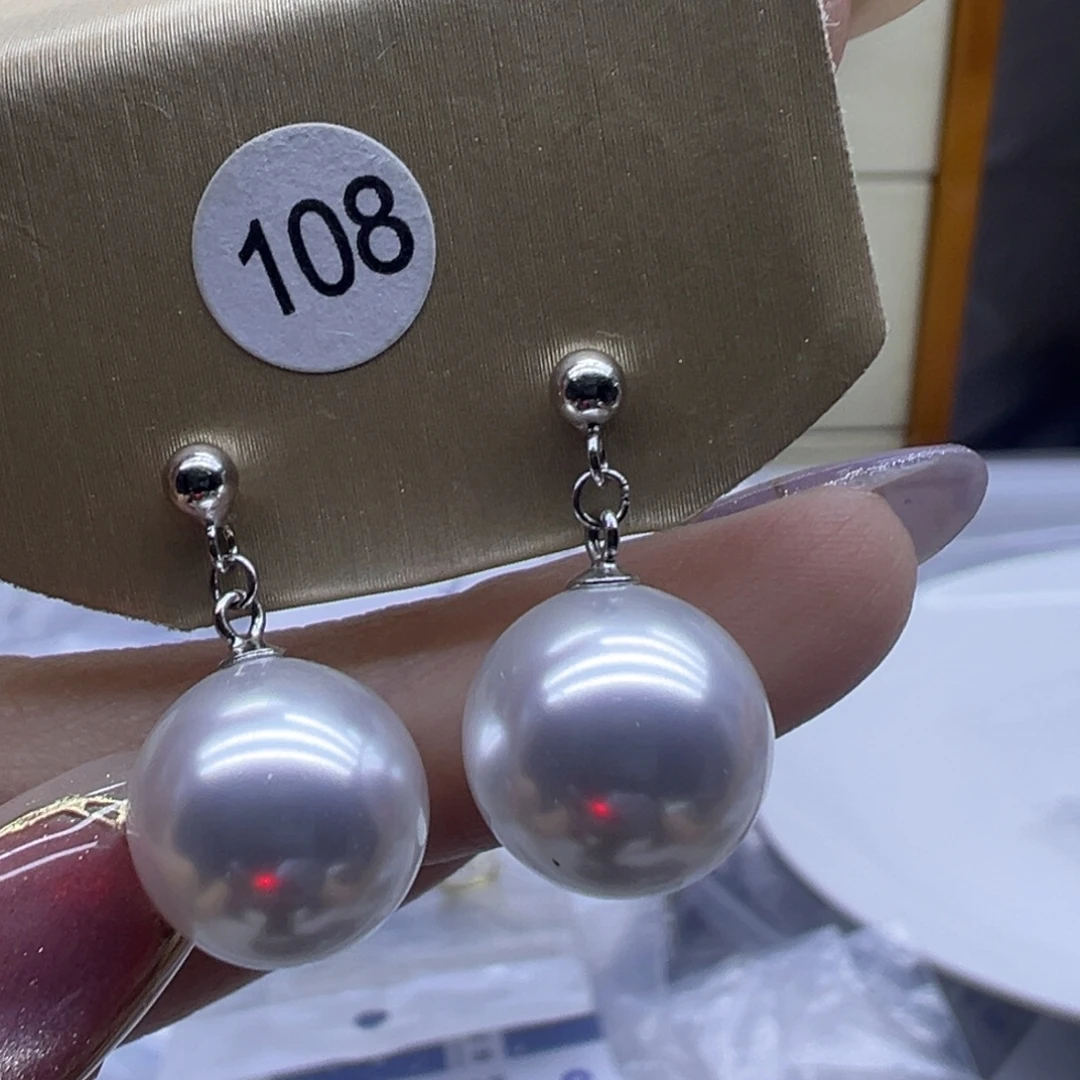 耳饰银S925镶嵌淡水珍珠