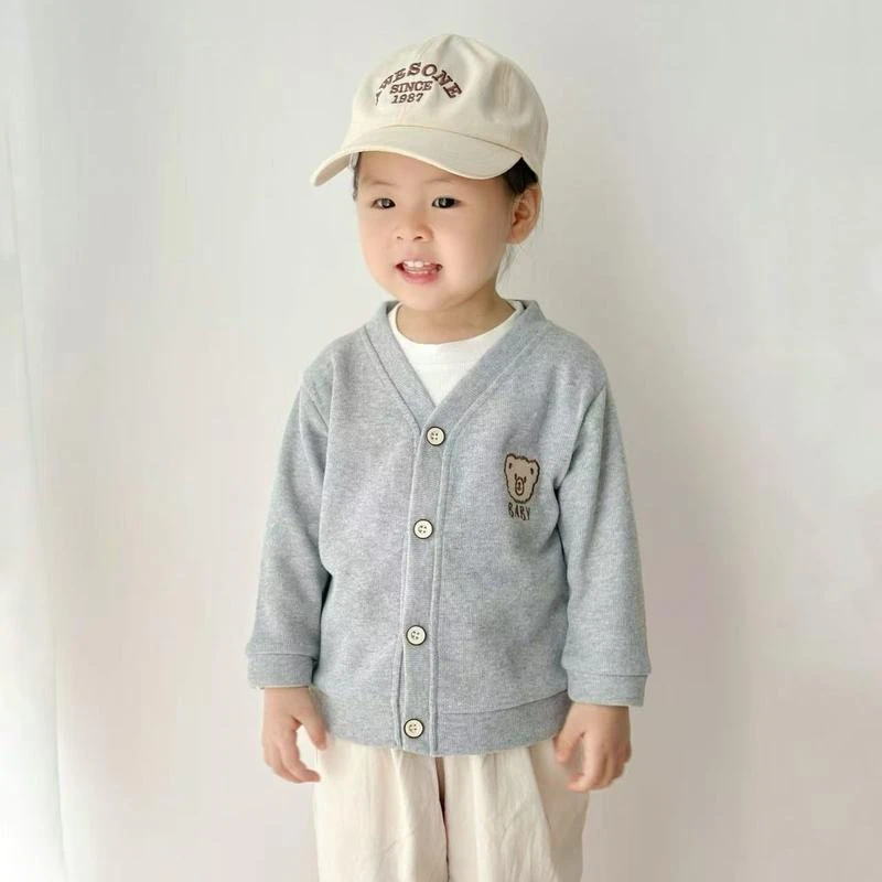 春季婴幼儿针织衫圆领纯色外套男女童棉针织开衫