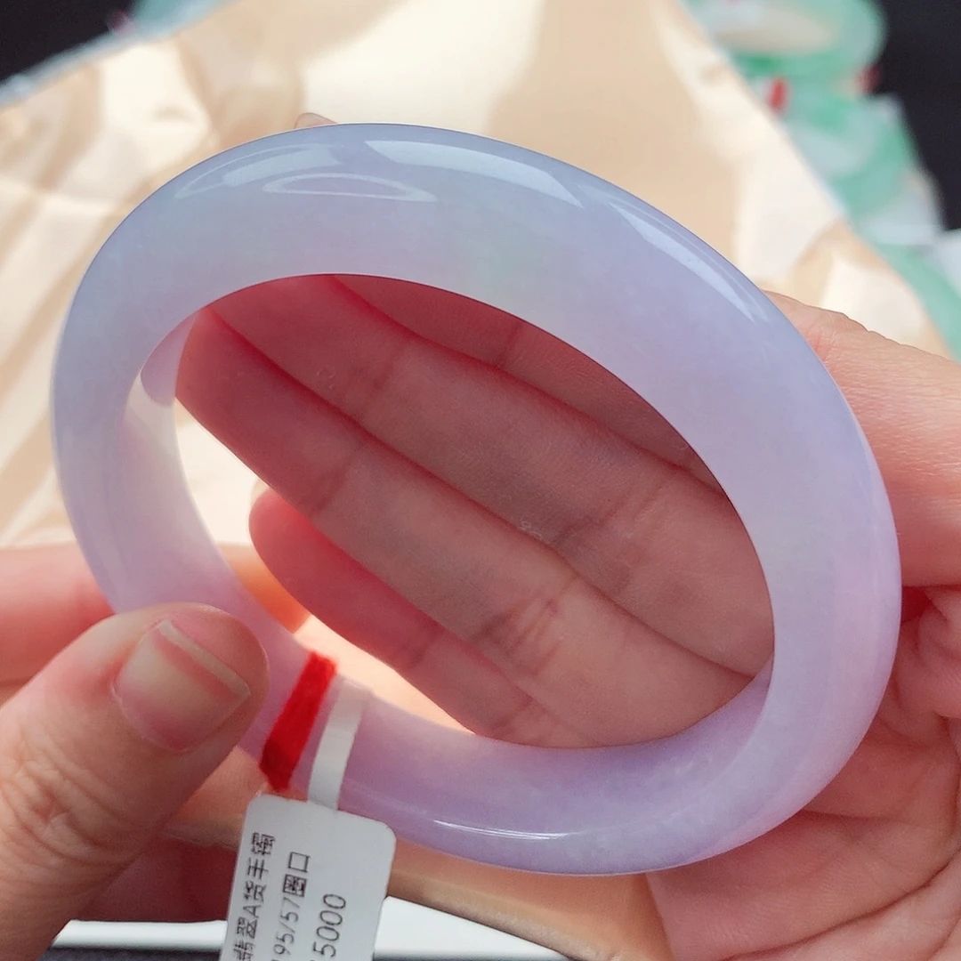 翡翠未镶嵌手镯57 58圈口 冰润紫罗兰泥鳅背