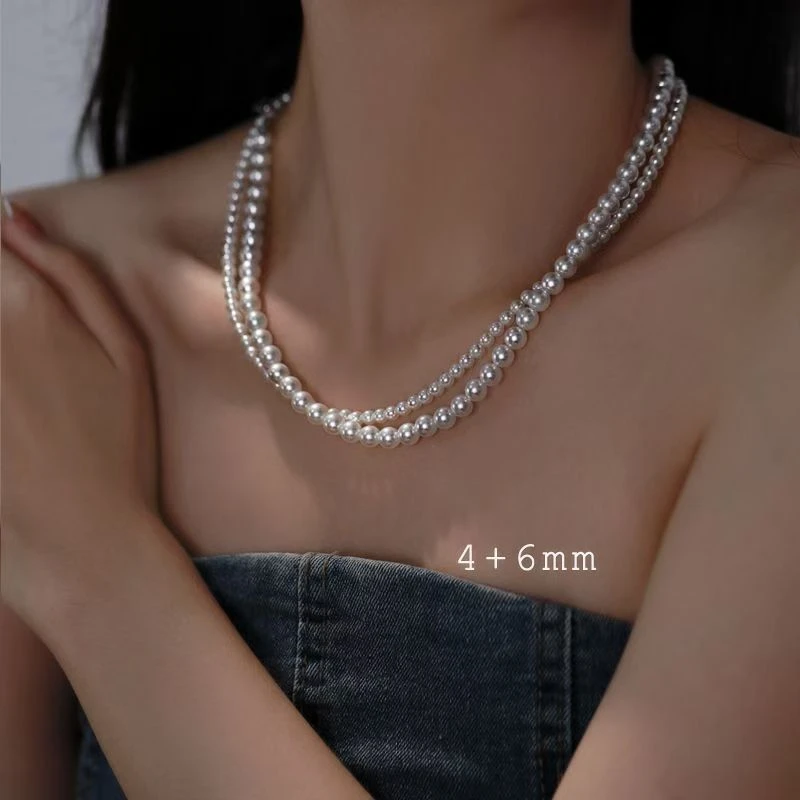 （专属）时尚百搭经典海贝珠冷白光正圆项链微瑕