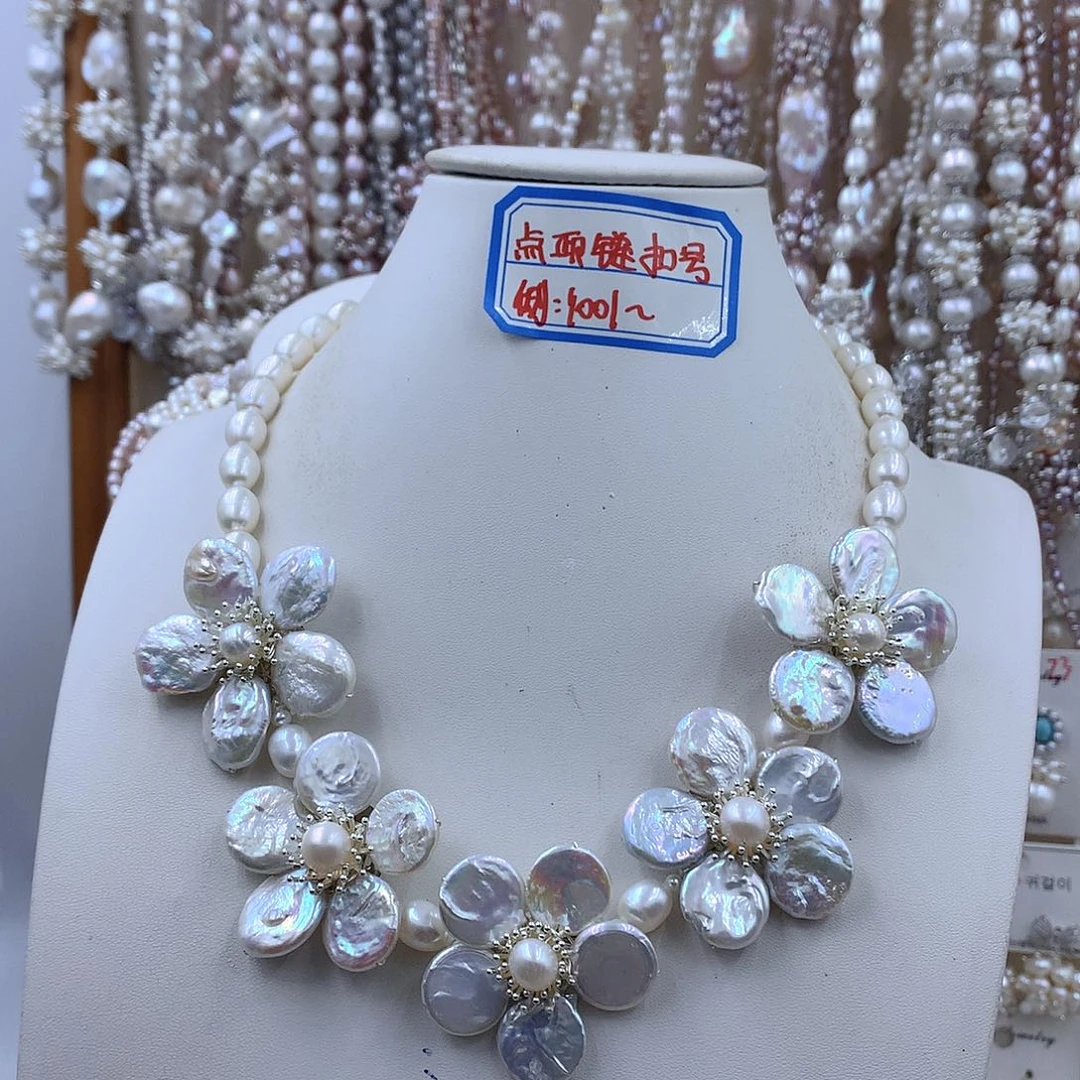 银S925镶嵌淡水珍珠项链耳饰