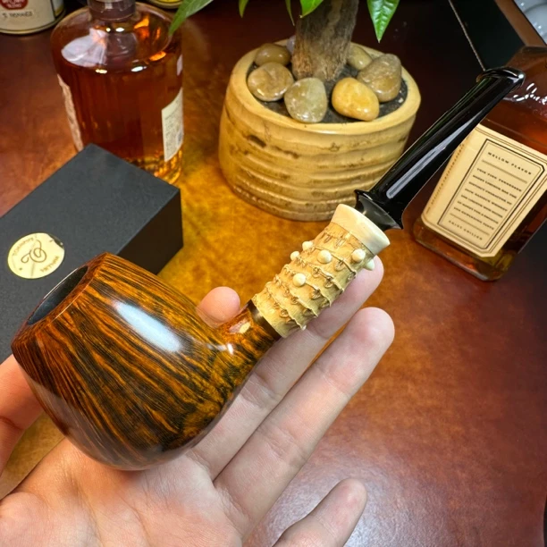 越南斗师阿全 光面竹节配牙饰圈