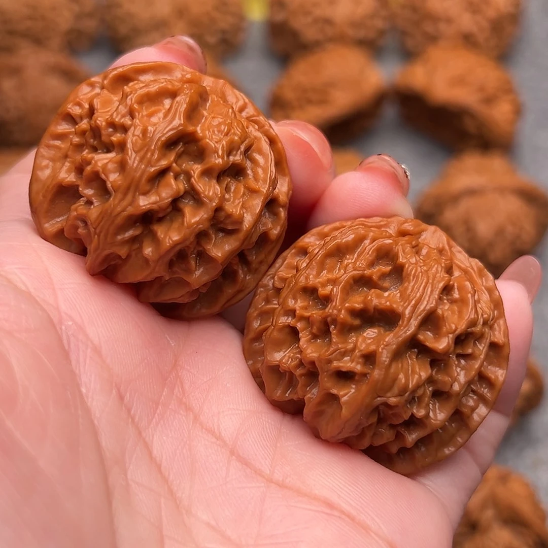 把件文玩核桃精品红皮满肉苹果38全品