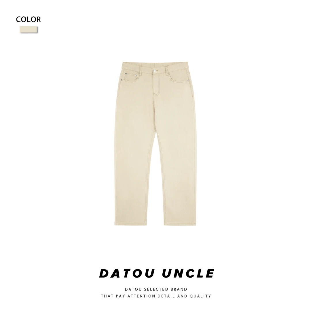 【大头叔叔】夏款高级感色织洗水弹力休闲宽松小直筒牛仔裤 DDK1257