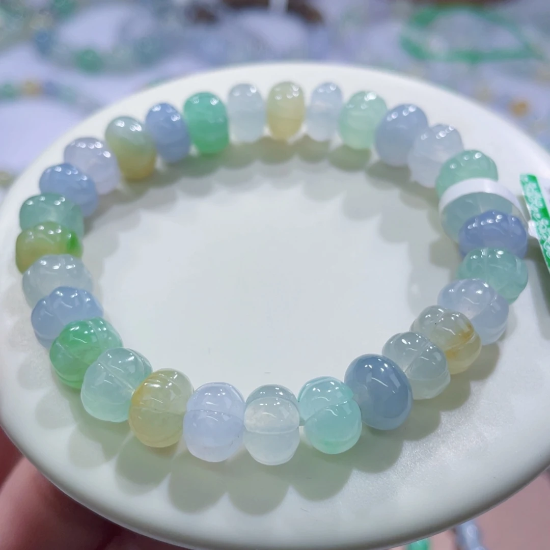 未镶嵌手链翡翠马卡龙南瓜卡9+