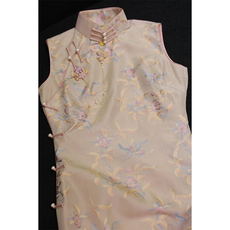 【仙姿玉色】良辰媄锦桑蚕丝异色罗全开襟手工古法旗袍衣长约130CM