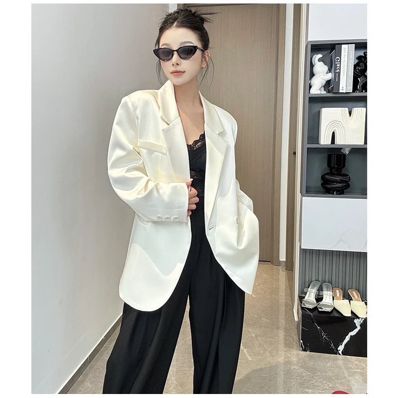 【诗怡定制】高智感平驳领外套缎面光泽夏季单层定制西装