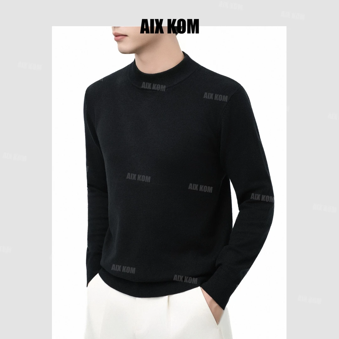 AIXKOM｜2025秋冬季新款天丝羊毛衫潮流针织内搭轻磅打底衫