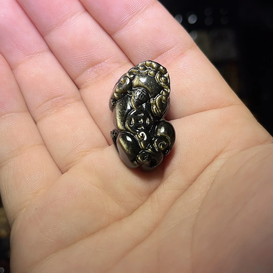 未镶嵌黑曜岩手链世*非天然金曜石貔犰