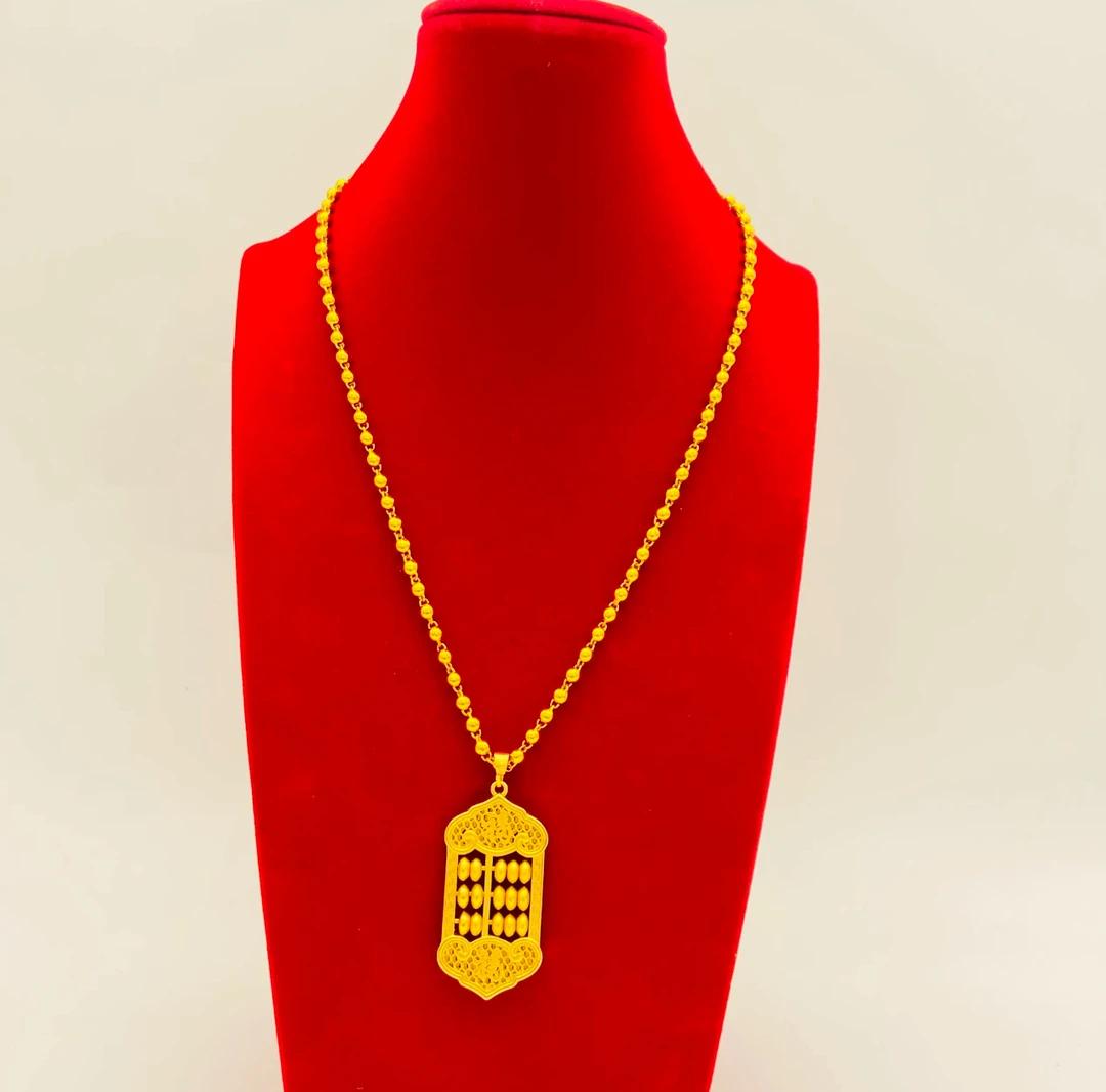 铜合金吊坠 卡4珠珠项链配算盘吊坠精工版