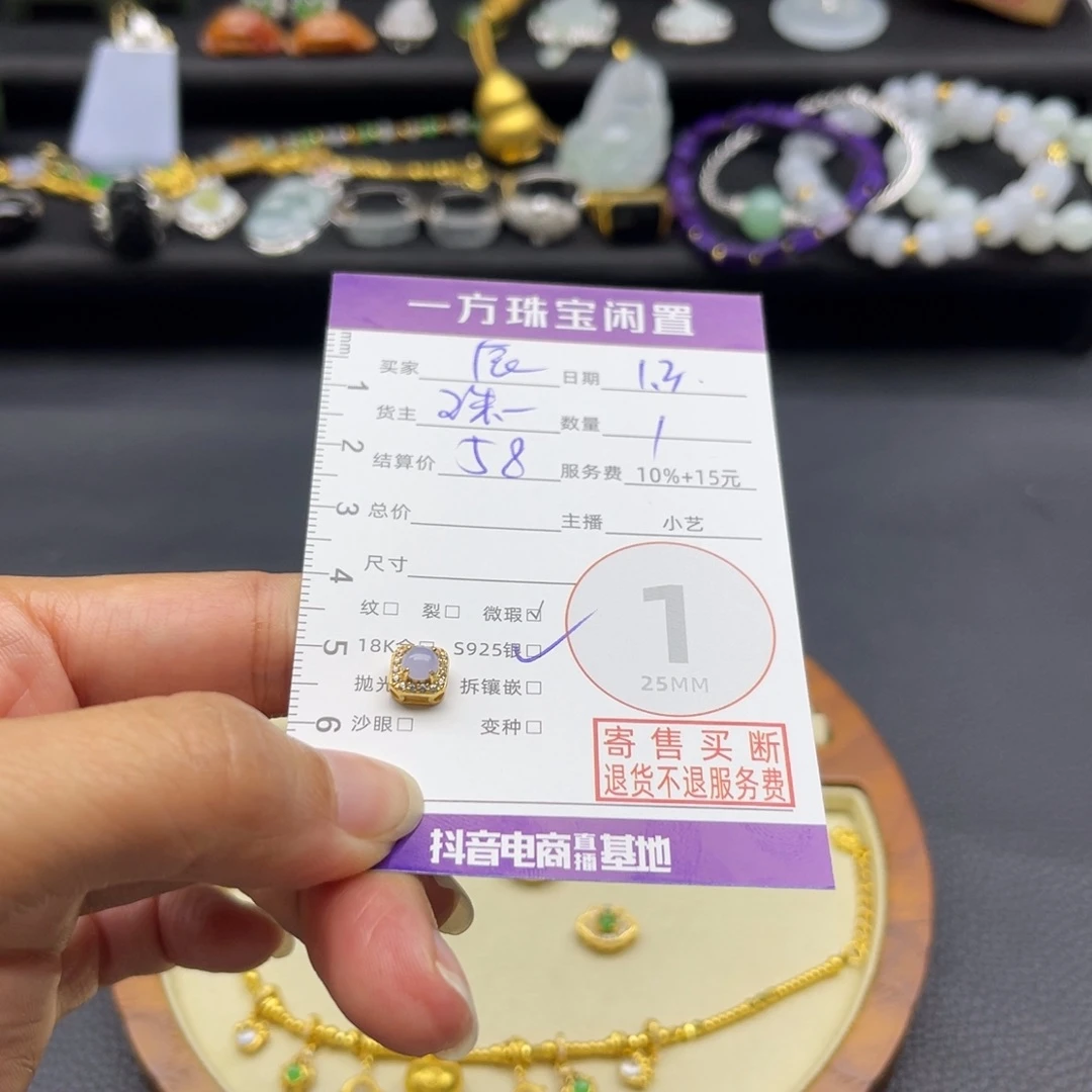 辰***咪翡翠银S925镶嵌颈饰