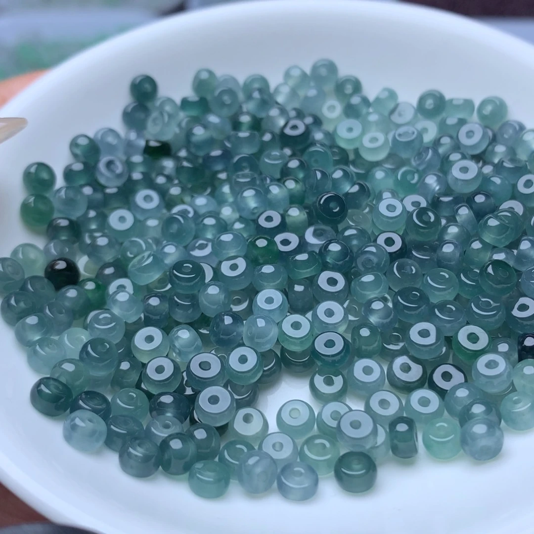 散珠翡翠卡3*5冰蓝水算盘100个