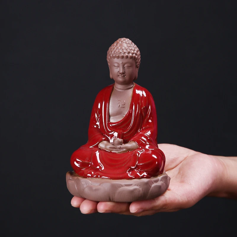 精品紫砂关公如来摆件禅意中式家居桌面祈福招财保平安装饰摆件