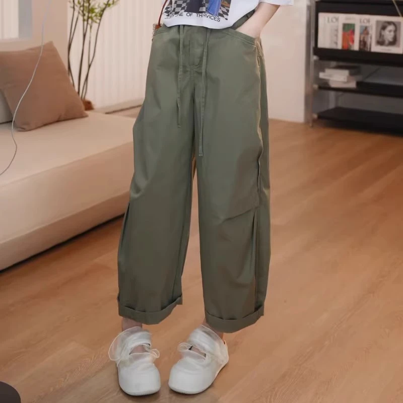潮流时尚高级感减龄休闲裤女2025夏季新款宽松通勤百搭弯刀阔腿裤