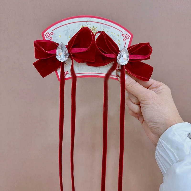 XN104 儿童新年发夹女童古风汉服头饰女孩国风锦鲤发卡宝宝流苏拜