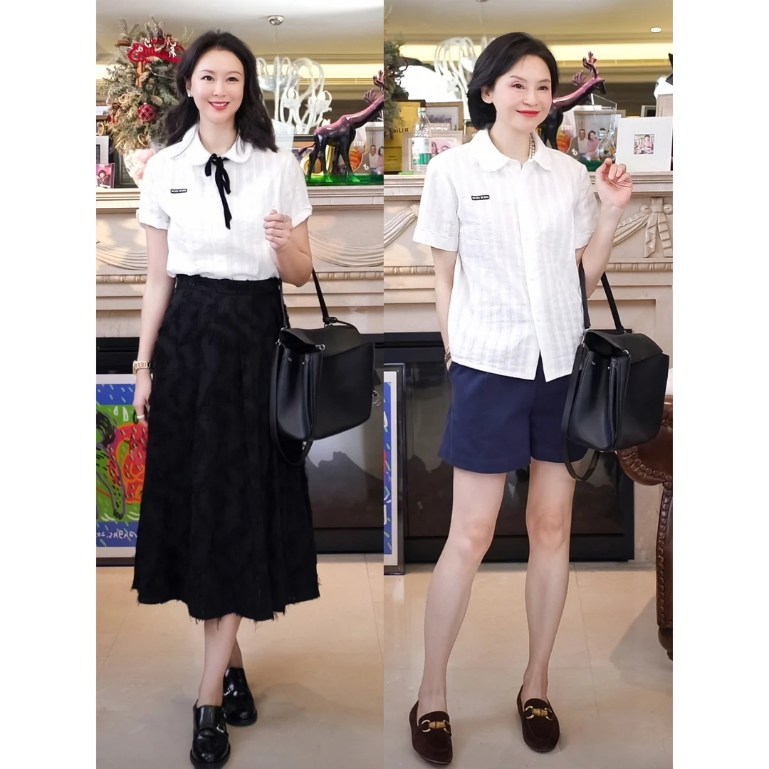 我是摩羯 MIU系花边领小衫100棉万针刺绣彼得潘领娃娃领春夏衬衫