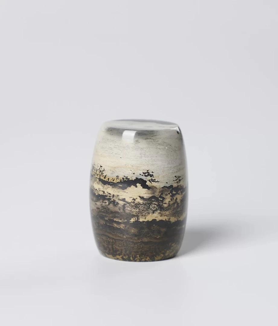 【1-200】天然国画石原石手工盖置/茶托 茶周边（画片随机）