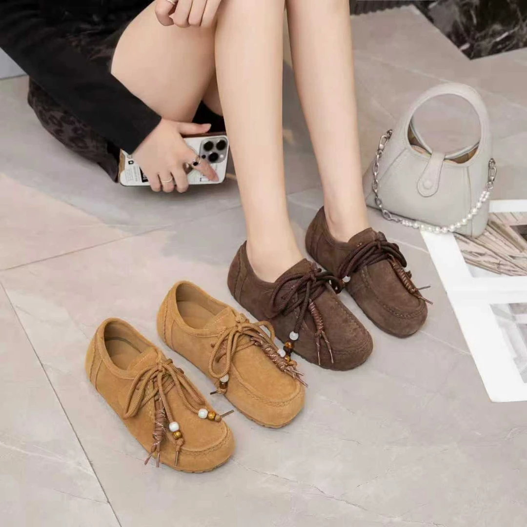 【断码清仓】GUZHEN古贞复古真皮休闲百搭女勃肯鞋乐福鞋MY-25072