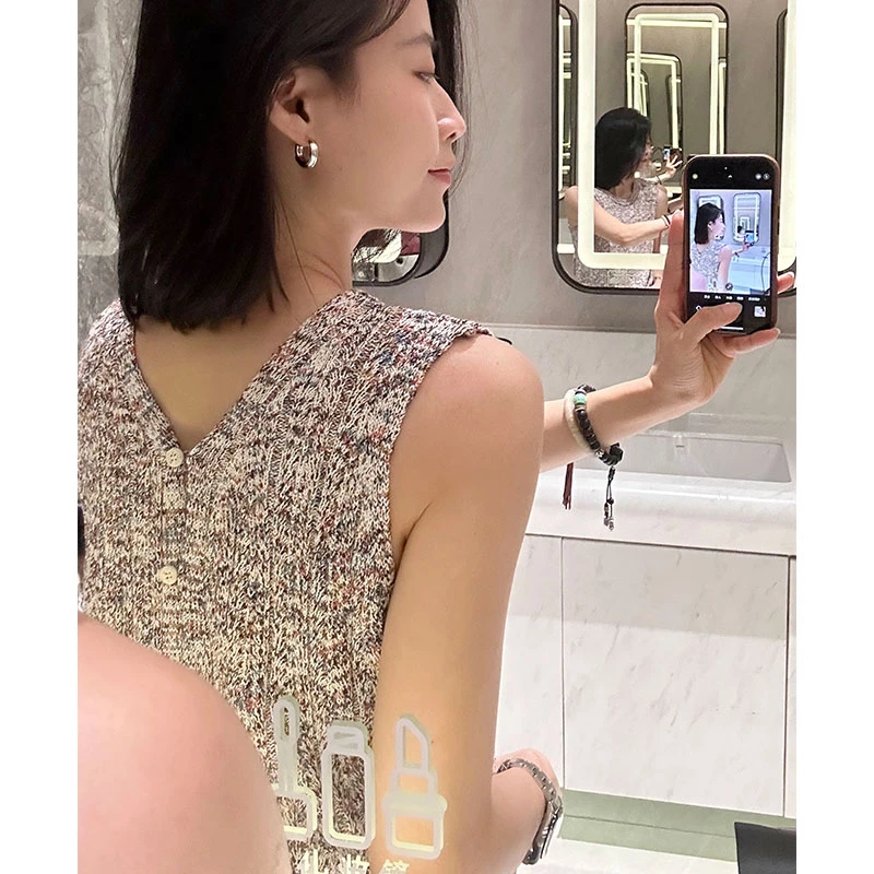 吕小布 | 港风复古前后两穿 斑斓花纱针织马甲无袖针织背心0322