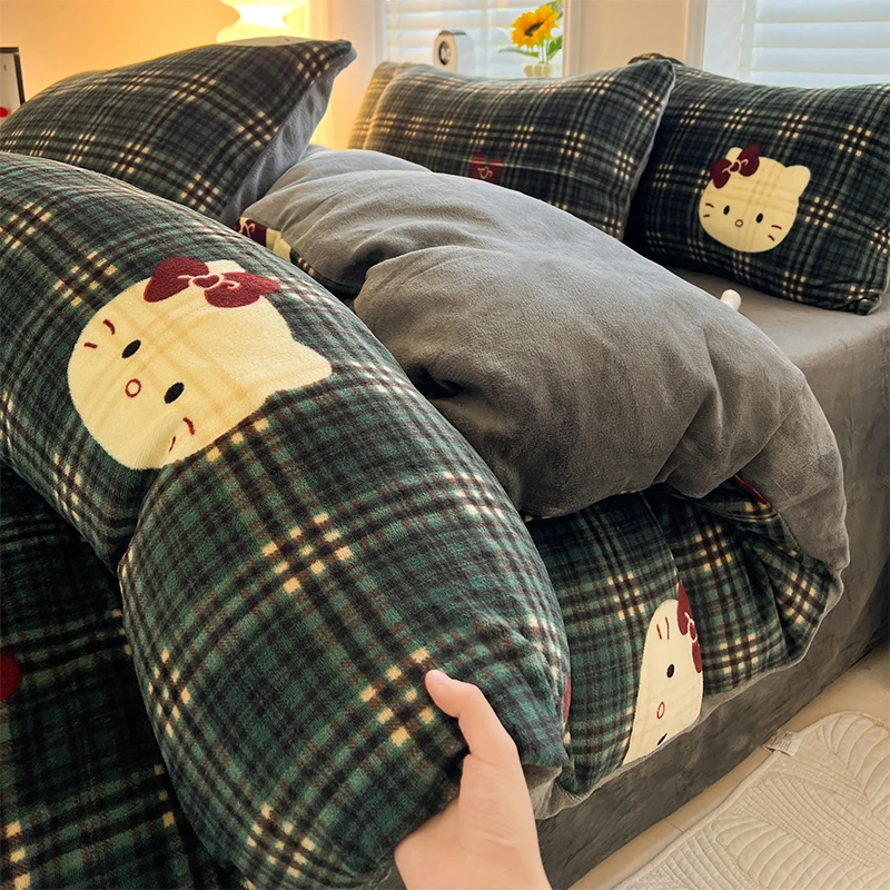 2025新款冬季加厚牛奶绒床上四件套双面加绒珊瑚绒床单被套三件套