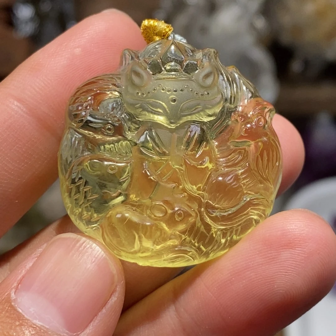 水晶珠宝半成品未镶嵌黄水晶九尾狐