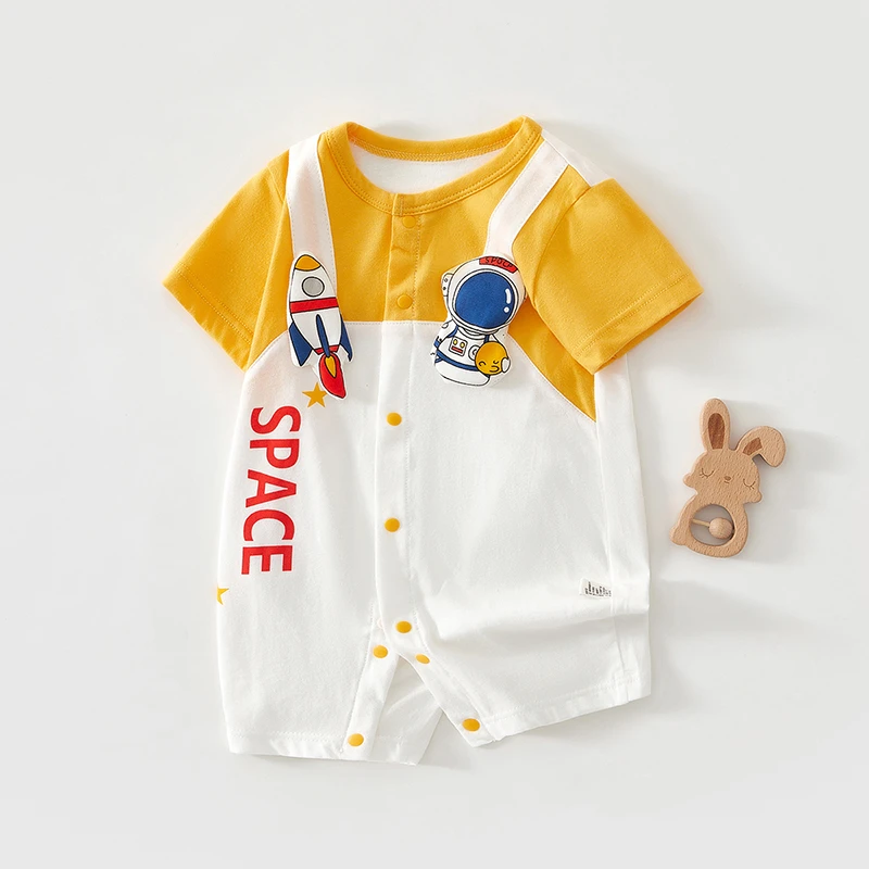 女婴婴儿夏天衣服夏季薄款纯棉初生儿短袖宝宝夏装哈衣爬服连体衣