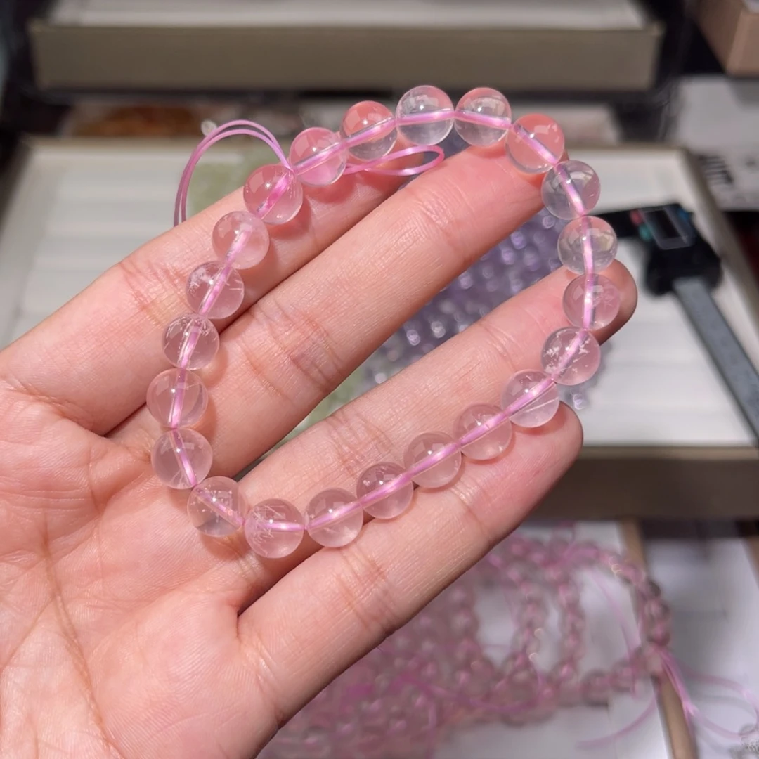 水晶手链未镶嵌粉透雪花021