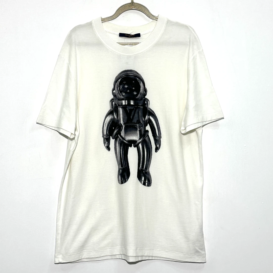 99新 LouisVuitton/路易威登 M码 太空人图案白色短袖 0338