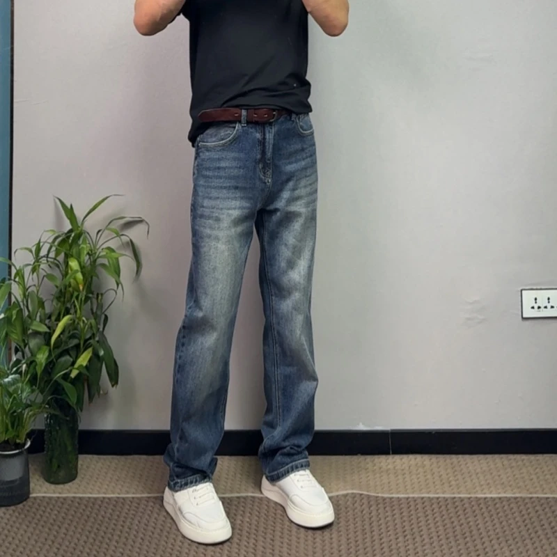 2025秋季新款牛仔裤男款爆款时尚男士复古宽松直筒潮流百搭阔腿裤