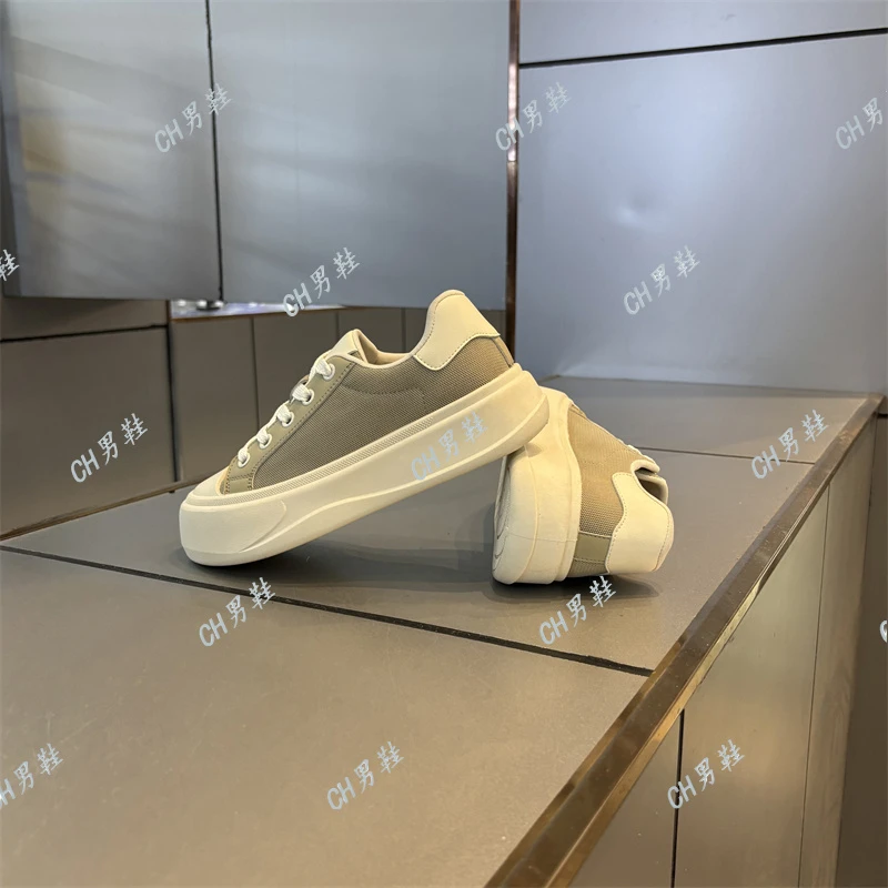 欧洲站板鞋男2025秋季新款复古厚底休闲鞋男士透气百搭黑色帆布鞋