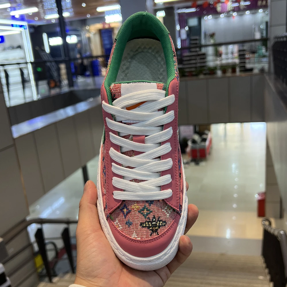 轻奢印花低帮男士蓝色机能潮鞋时尚运动百搭软底软面舒适休闲鞋秋