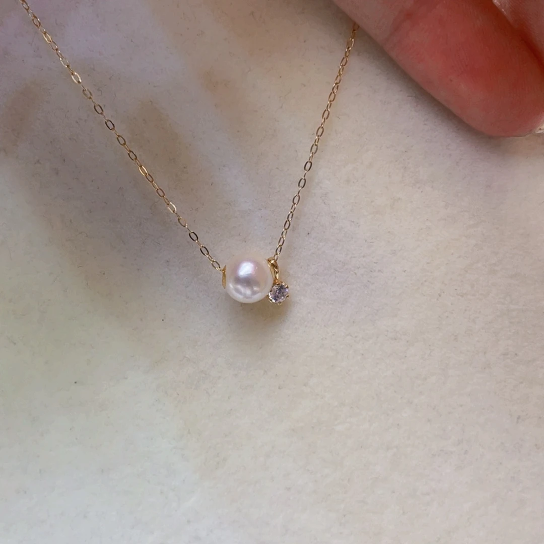 海水珍珠18K金镶嵌吊坠(赠链)