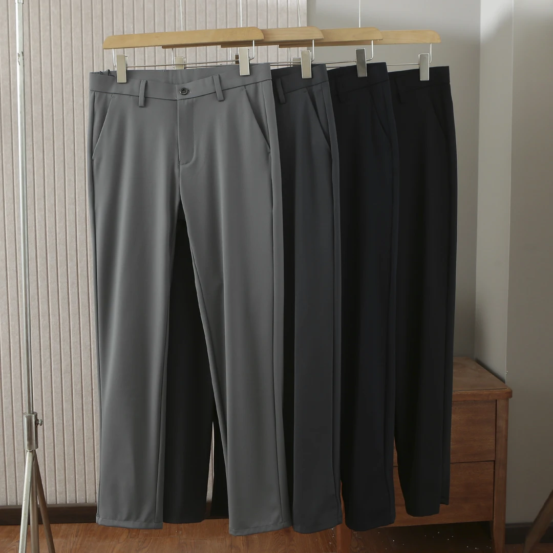 25001-男士夏款四色净版商务休闲 柔软舒适弹力小直筒百搭男裤