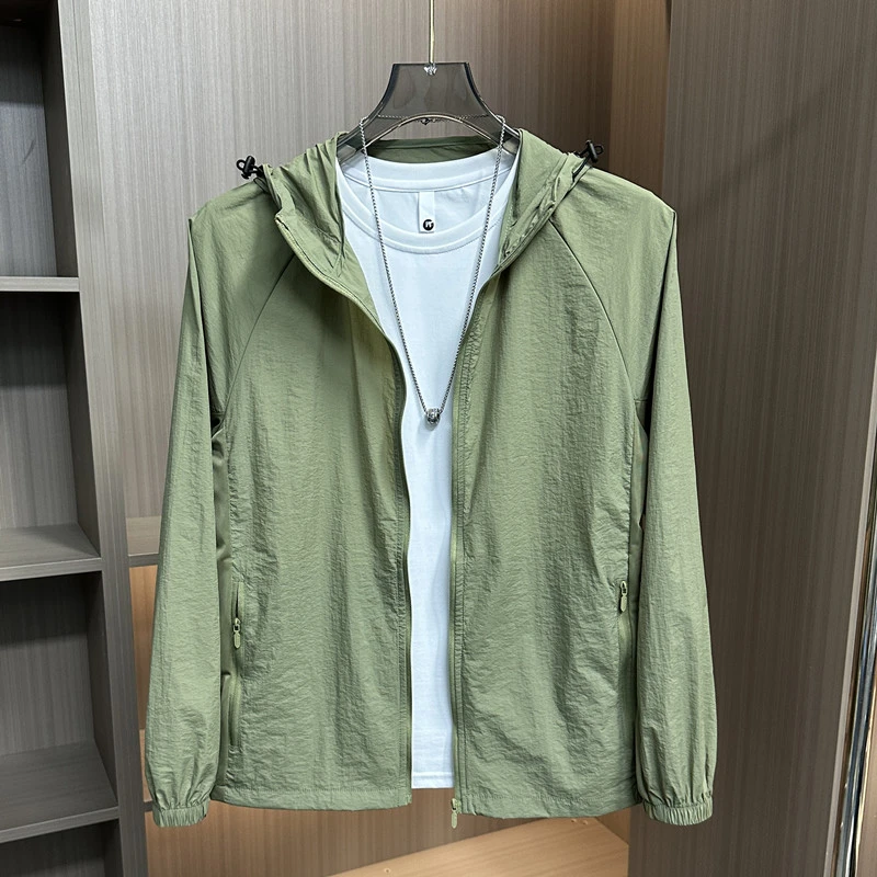2025夏季新款轻薄防晒衣夹克男士连帽户外运动休闲透气皮肤衣外套