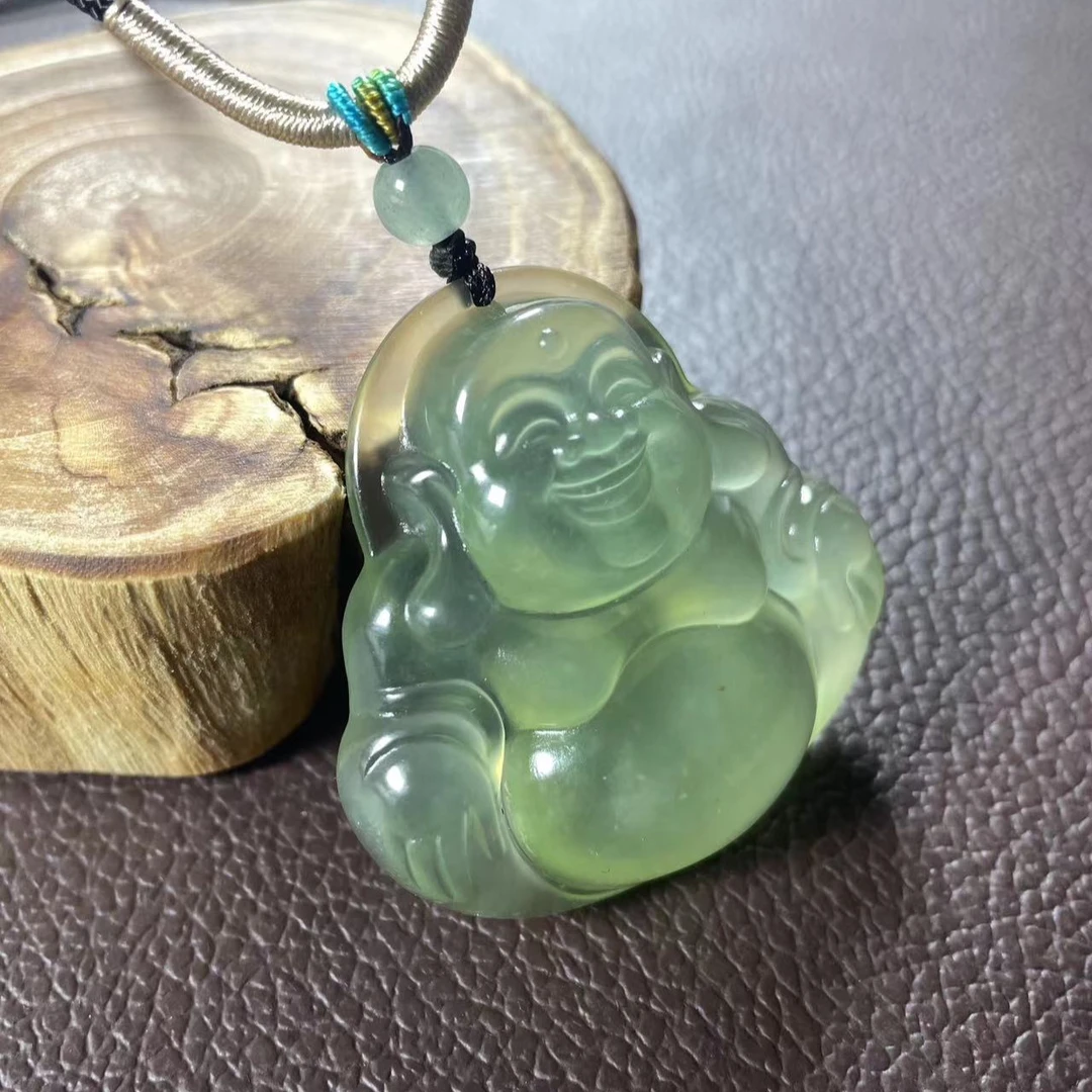 【集团宠粉】纯天然正冰种湖水绿蛇纹石玉未镶嵌佛公挂坠