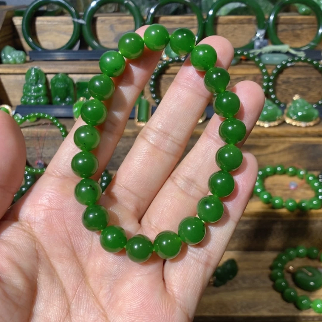 【闪购商品】吊坠(不含链)未镶嵌和田玉是***！巴料辣绿手串 10