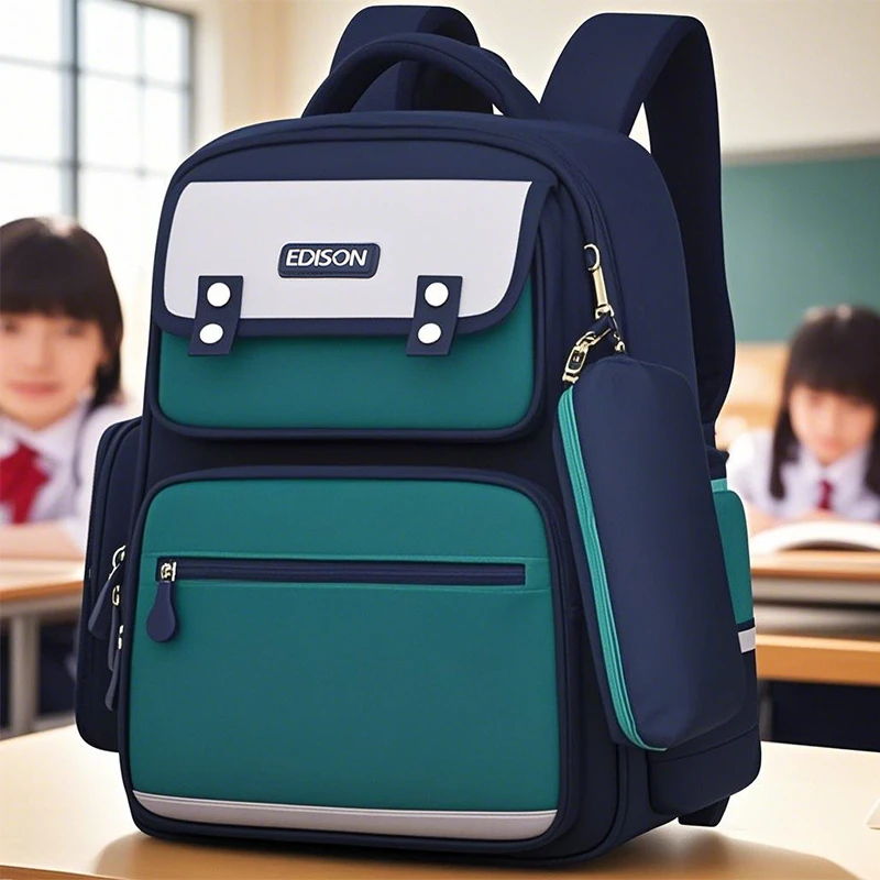Edison爱迪生爆款小学生书包大容量轻便护脊双肩包英伦风儿童背包
