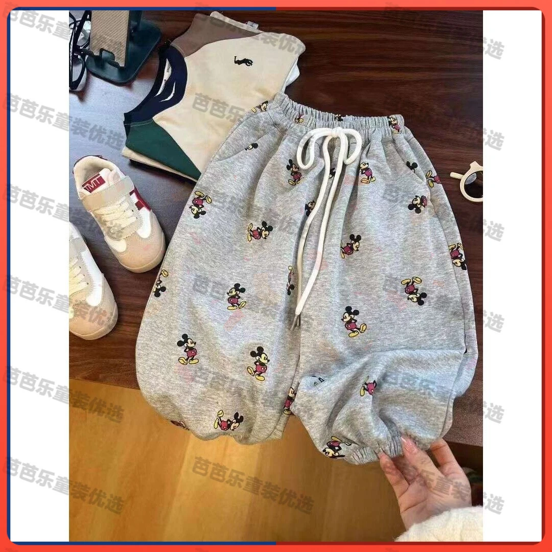 满印米奇儿童裤子春季印花中小童韩版潮流百搭宽松外穿长裤春秋裤