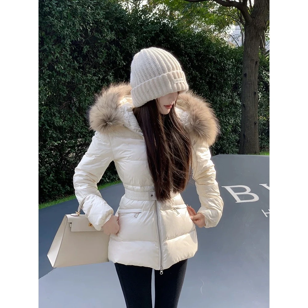 【小满专属】短款羽绒服收腰大毛领气质鹅绒服24004