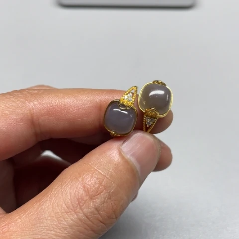 和田玉戒指银S925镶嵌非*