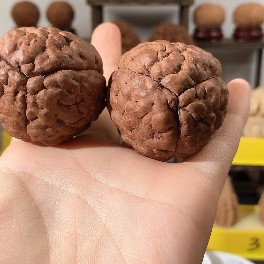 把件文玩核桃没*化三瓣脑纹金刚4454