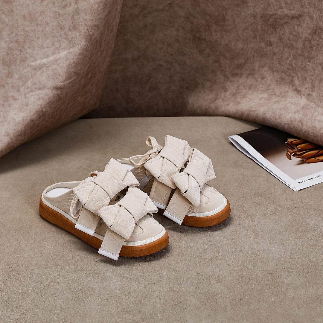 【杨杨粉丝专属】2675-1新款蝴蝶结休闲低帮德训半拖鞋