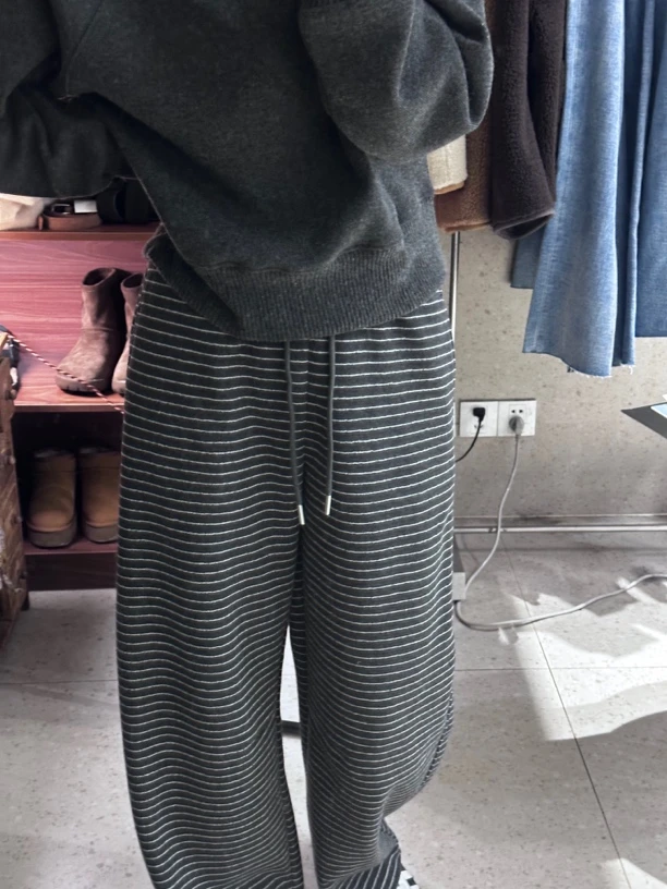48韩国条纹休闲直筒裤（no退no换）