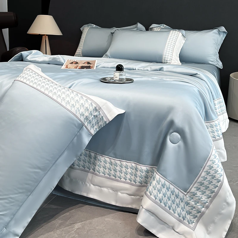 820  莫兰迪湖蓝夏被四件套