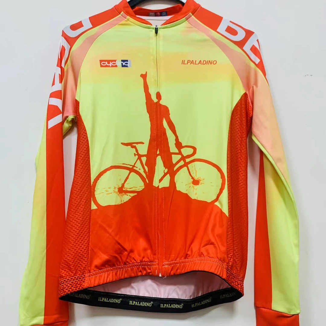 SQ 984【橙黄单车牛奶丝拼接长袖女士】ILPALADINO专业版骑行服