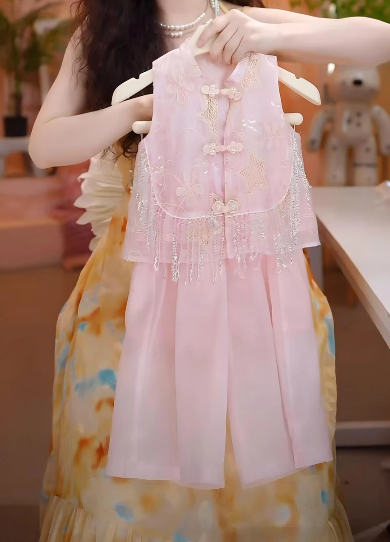 女童夏季套装2025新款小女孩洋气古风夏装新中式时尚潮流两件套