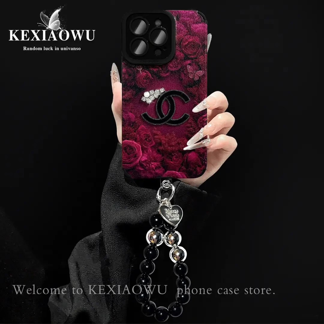 【小米/红米系列】适用轻奢瞳眼小羊皮适用复古玫瑰花洞手链手机壳
