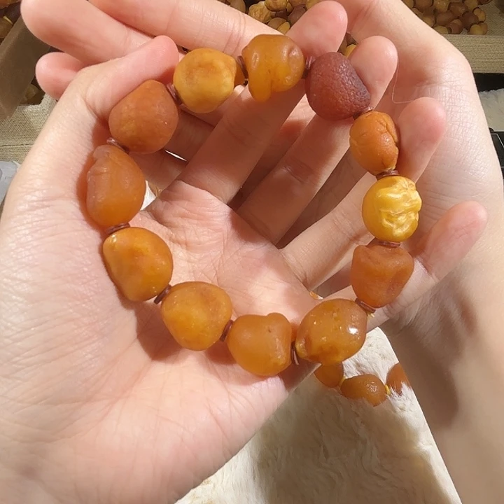 琥珀未镶嵌手链蜜蜡海漂手串