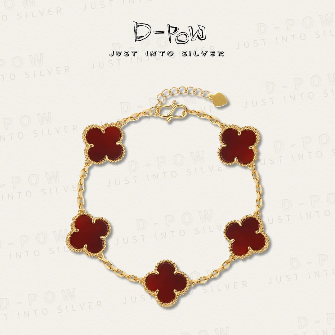 灯小炮 足银合成锆石手链 红四叶手链（19cm）（9746）